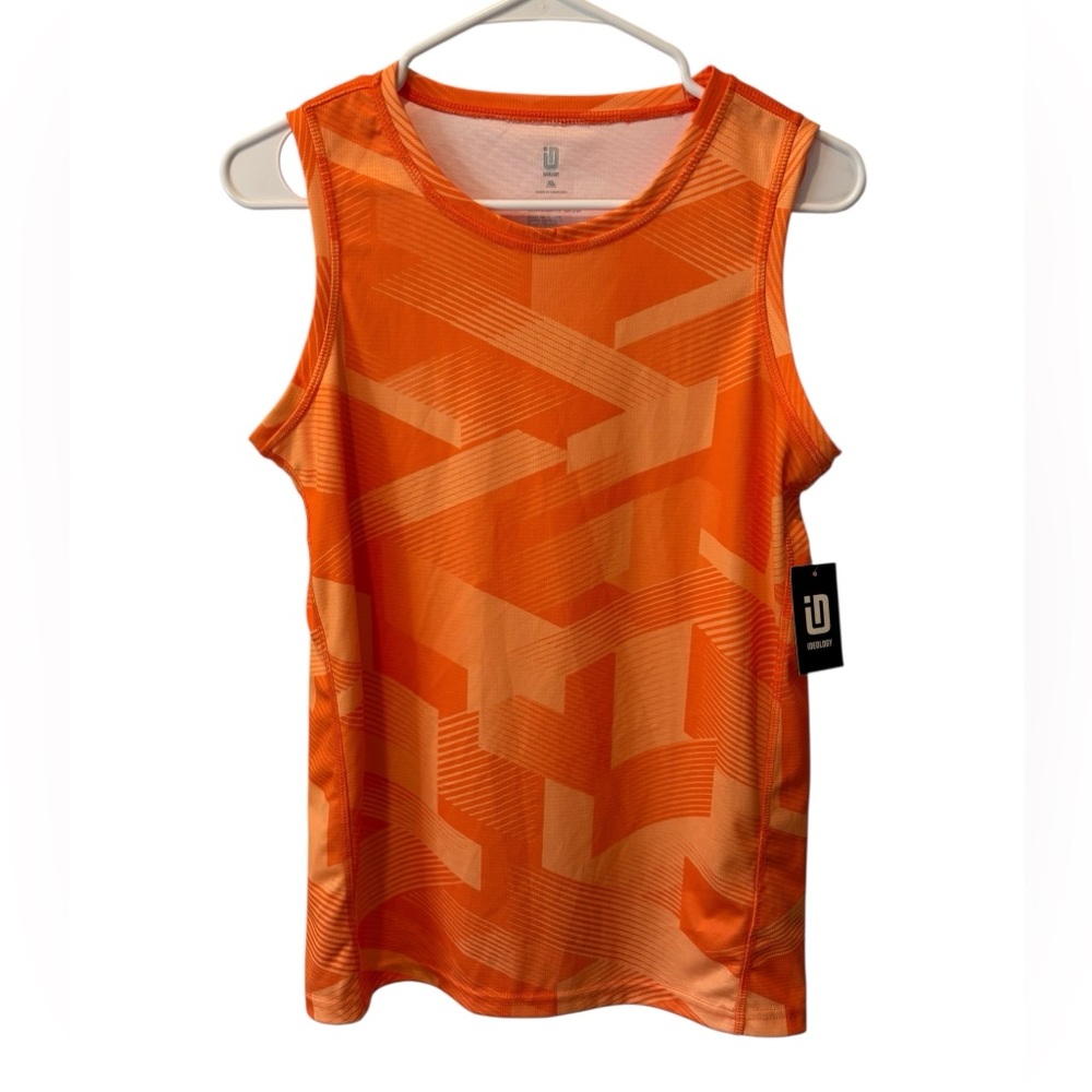Ideology Orange Geometric Athletic Tank Top XL NWT Workout Activewear